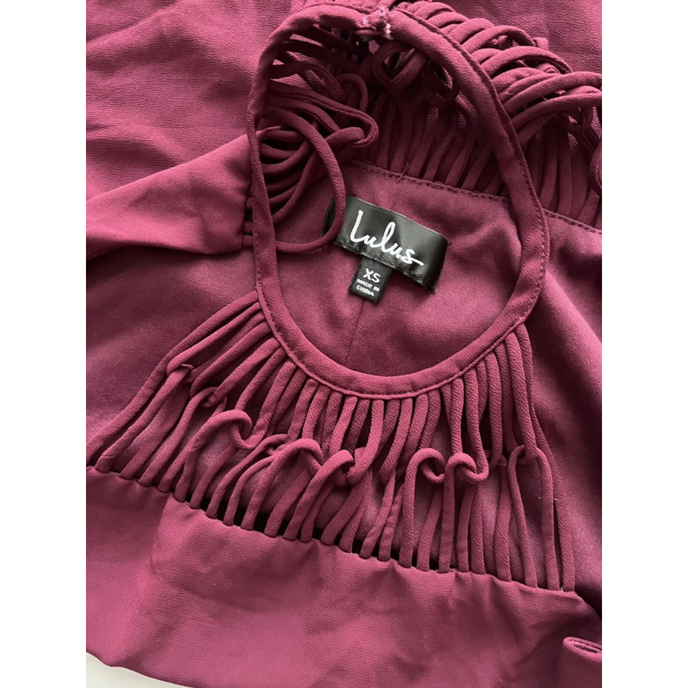 Lulus Dress Small Tell Me Swing Chiffon Strappy Mini Plum Purple Formal Spring - Picture 6 of 8